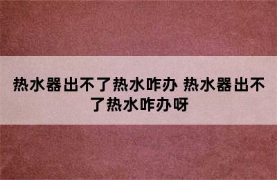 热水器出不了热水咋办 热水器出不了热水咋办呀